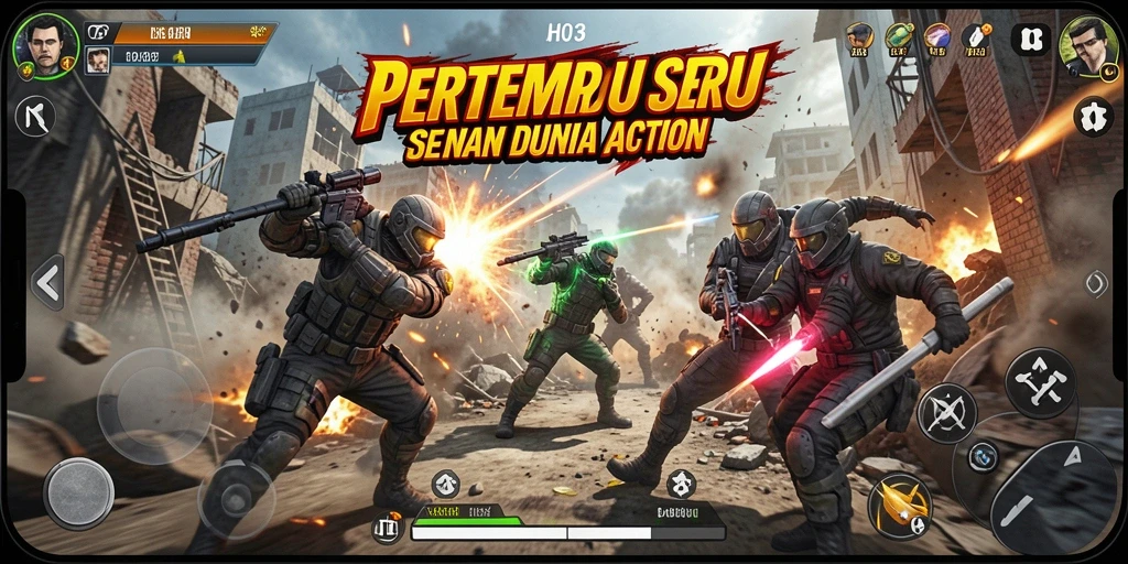 Screenshot utama H03 menampilkan aksi pertempuran yang mendebarkan.