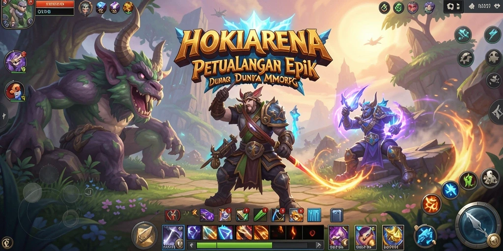 Tangkapan layar gameplay HOKIARENA yang menampilkan aksi seru di dunia MMORPG.
