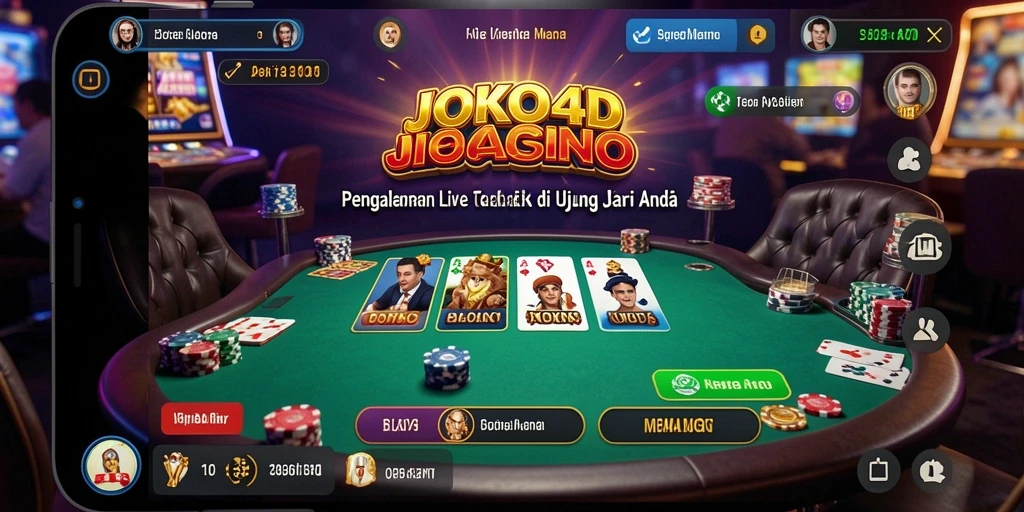 Screenshot gameplay JOKO4D yang menampilkan dealer dan interaksi permainan.