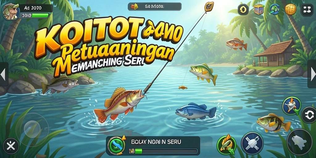 Tampilan gameplay KOITOTO menampilkan aksi memancing yang mendebarkan.