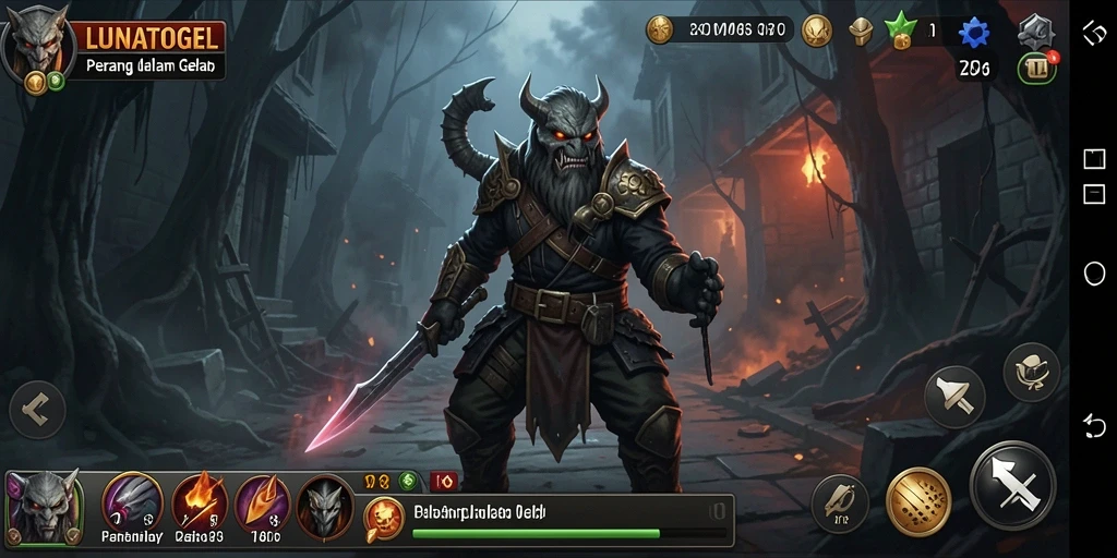 Tampilan gameplay menegangkan dalam LUNATOGEL yang penuh aksi.