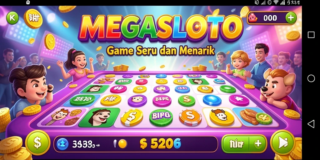 Tampilan seru permainan Bingo dalam MEGASLOTO.