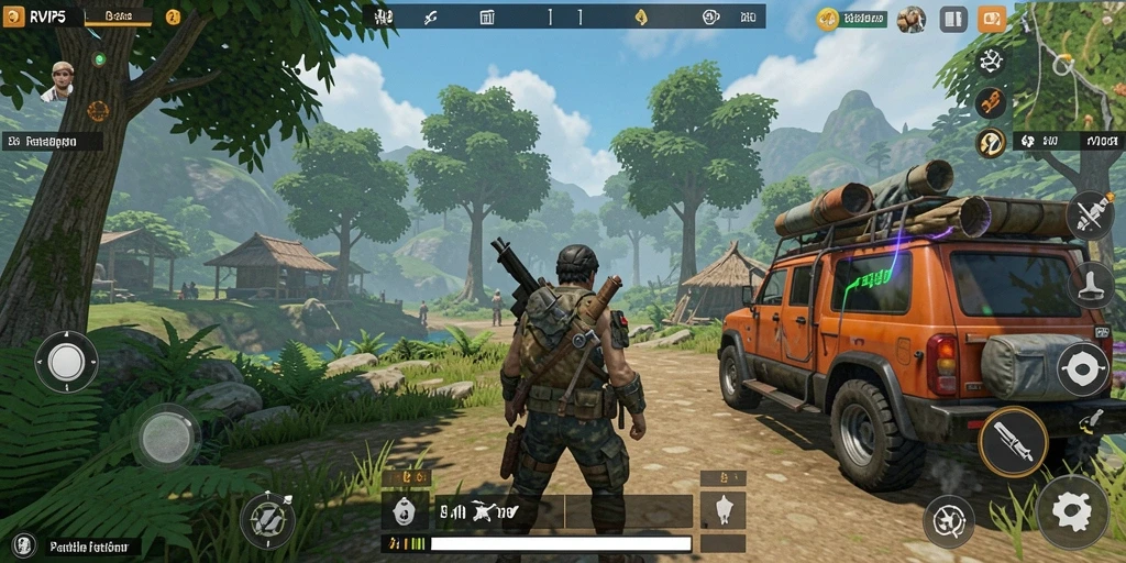 Screenshot RVIP5 menampilkan lingkungan dunia terbuka yang penuh petualangan.