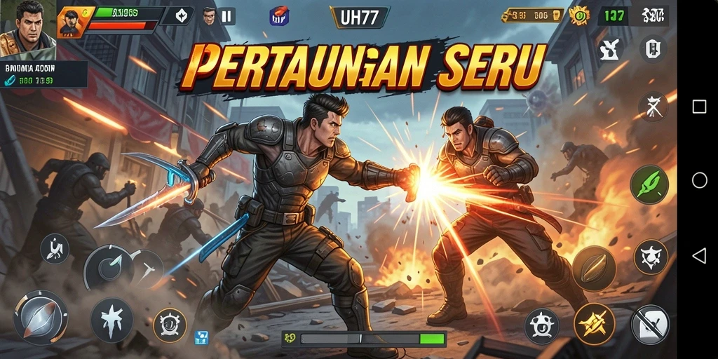 Tampilan gameplay UH77 yang mendebarkan dengan aksi tanpa henti.