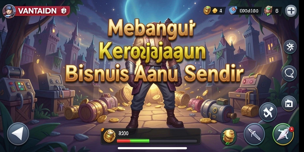 Tampilan gameplay VANTAIDN dengan berbagai pilihan bisnis yang menarik.